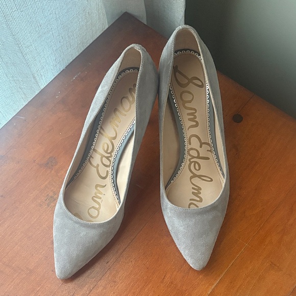 Sam Edelman Shoes - Sam Edelman Light Gray Suede Pointed-Toe Pumps